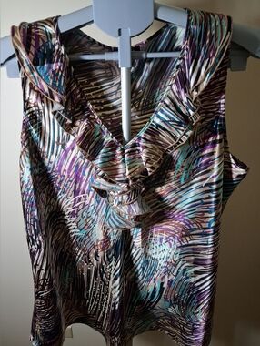 Multi-Color Ruffle V-Neck Sleeveless Camisole Top